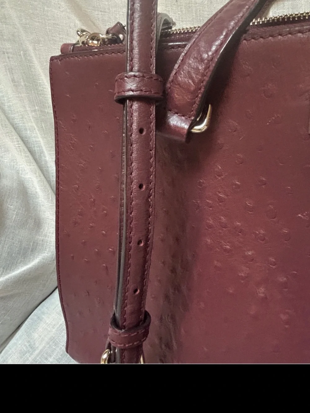 kate spade Deep Burgundy Leather Tote with Gold Plaque